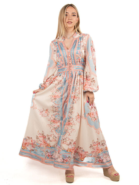 Kleid Semize Barock Pink-Blau