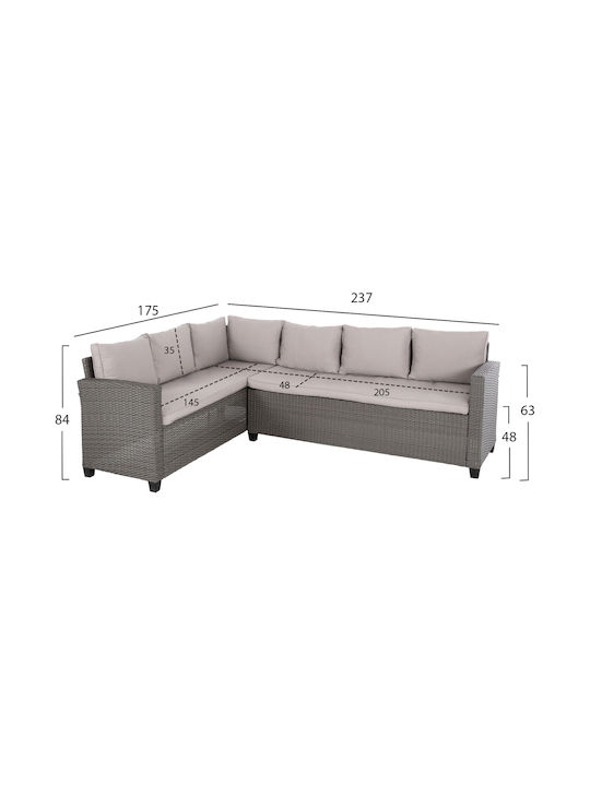 Outdoor Living Room Set 2 Pieces Gray with Pillows