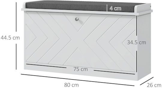 Stoff Schuhorganisator mit Theke Weiß mit klappbaren Regalen M80xL26xH44.5cm