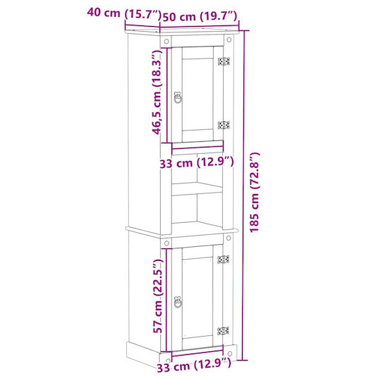 vidaXL Ντουλάπι Μπάνιου 50x40x185cm Καφέ