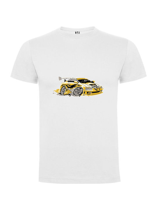 iLovePrints Blazing Yellow Speedster T-shirt White