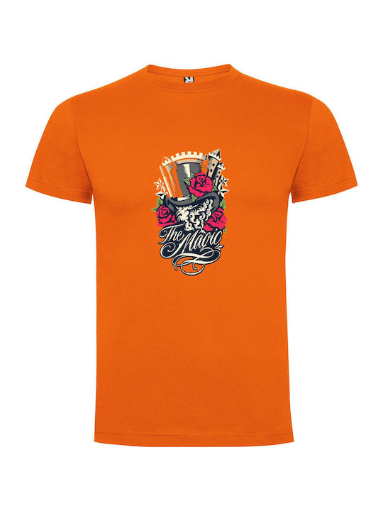 iLovePrints Rose-topped Hatter's Magic T-shirt Orange