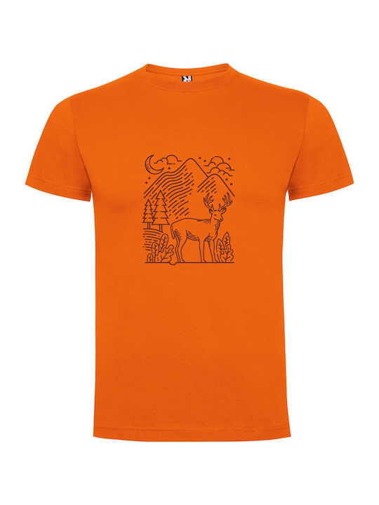 iLovePrints Wilderness Line Art T-shirt Orange