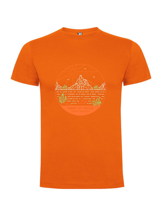 iLovePrints Wild Desert Circle Art T-shirt Orange