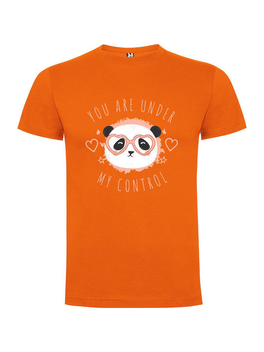 iLovePrints Panda Control Freak Chic T-shirt Orange