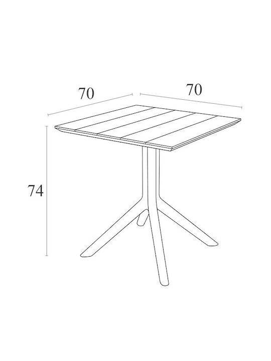 Paris Outdoor Dinner Free Standing Polypropylene Table Taupe 70x70x74cm