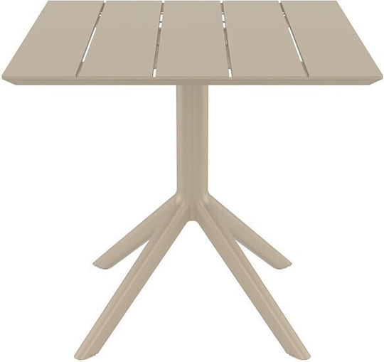Paris Outdoor Dinner Free Standing Polypropylene Table Taupe 80x80x74cm