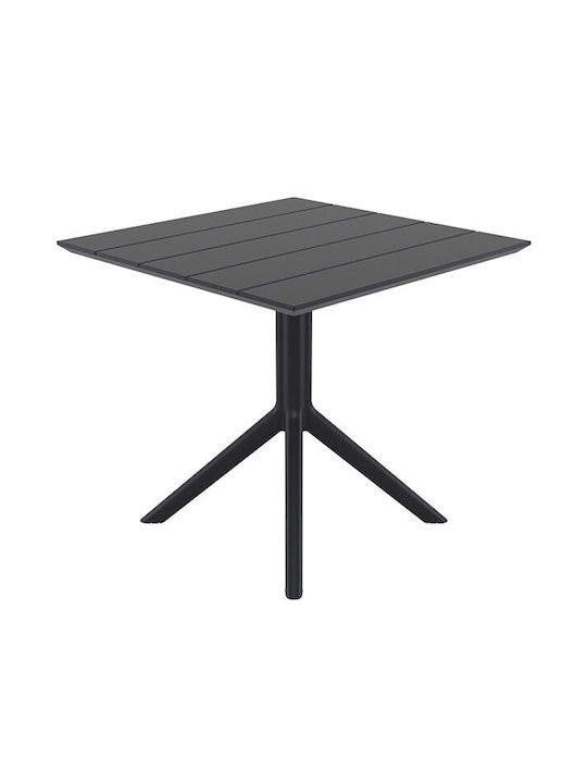 Paris Outdoor Dinner Free Standing Polypropylene Table Black 80x80x74cm