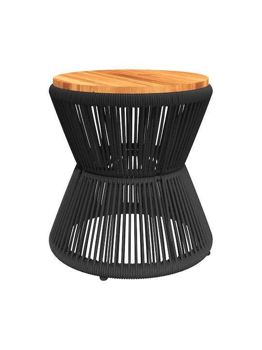 Auxiliary Table for Small Outdoor Spaces Made of Acacia with Metal Frame Solid Acacia 45x45x44cm