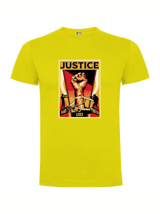 iLovePrints Justice Fist Art Album T-shirt Yellow