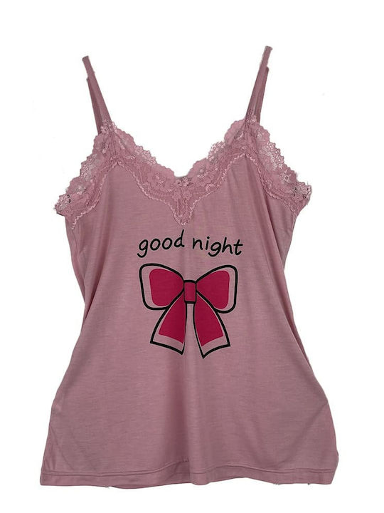 Γυναικείο Σετ Πιτζάμες Babydoll Τοπάκι Σορτσάκι Good Night Slim Fit Ροζ