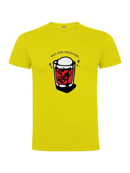 iLovePrints Skull Beer Logo Design T-shirt Yellow