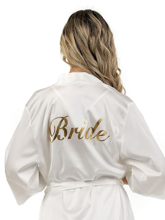 Secret Point Summer Bridal Women's Satin Robe White