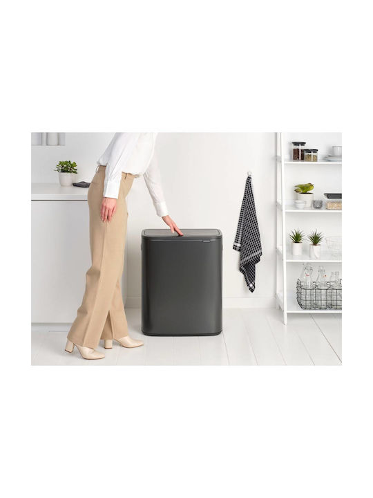 Brabantia Bo Touch Waste Bin Plastic Push Grey 60L
