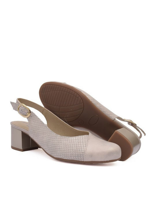 Pumps mit Riemchen & mittelhoher Absatz Ecru