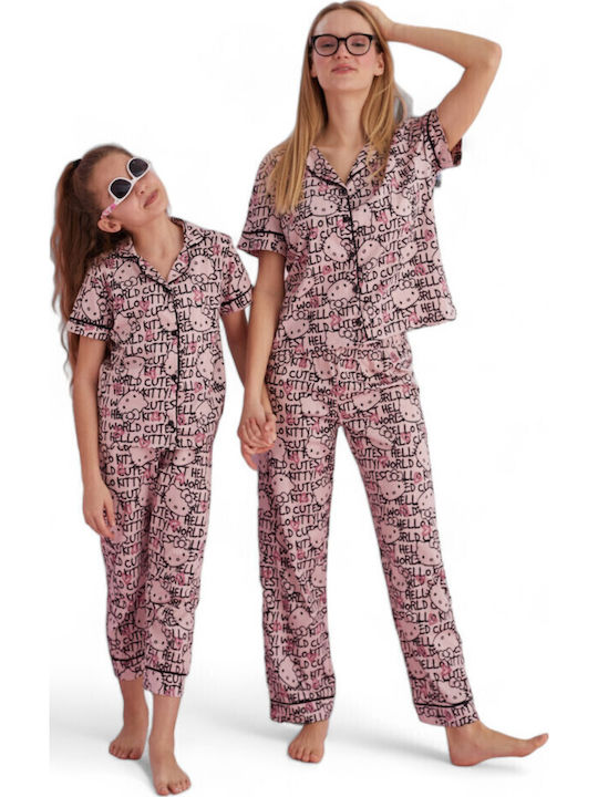 Siyah Inci Kids' Pajamas Summer Cotton Pink
