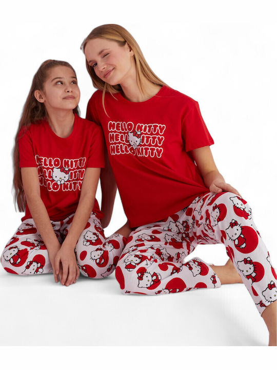 Siyah Inci Kids' Pajamas Summer Cotton red