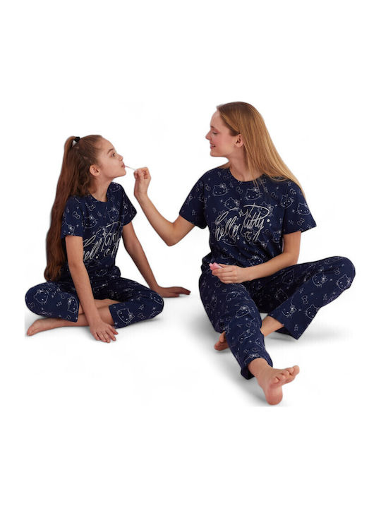 Siyah Inci Kids' Pajamas Summer Cotton Blue