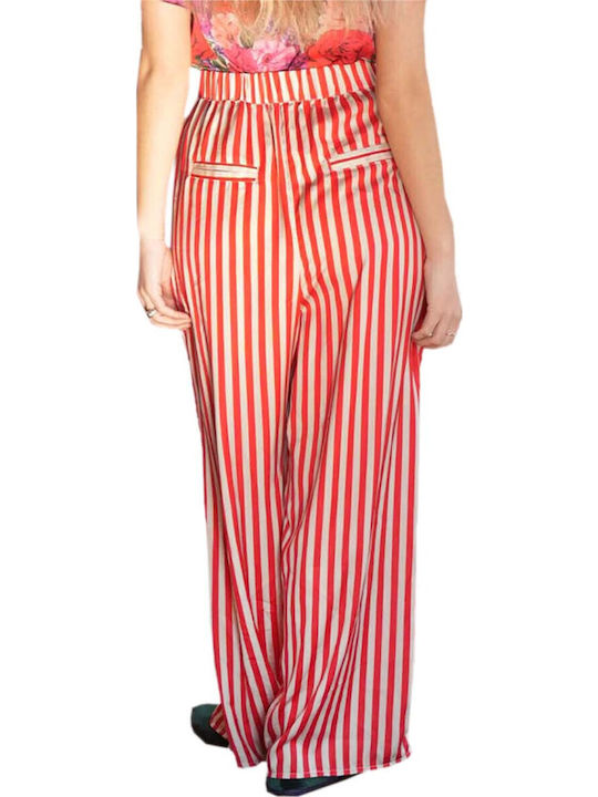 Madame Shou Shou Voyager Women's Fabric Trousers Striped Red