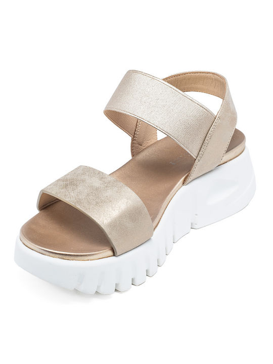 Voi & Noi Women's Ankle Strap Platforms Gold