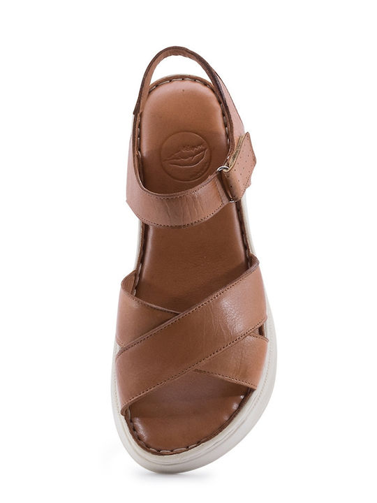 Women's Leather Ankle Strap Platforms Tabac Brown