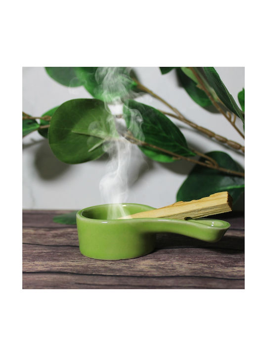 Κεραμική Θήκη Θυμιάματος Ξυλάκια Palo Santo Green 11cm