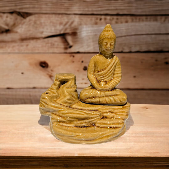 Aromatizant ceramic Buddha Cones Reverse Flow cu Buddha meditând 12cm
