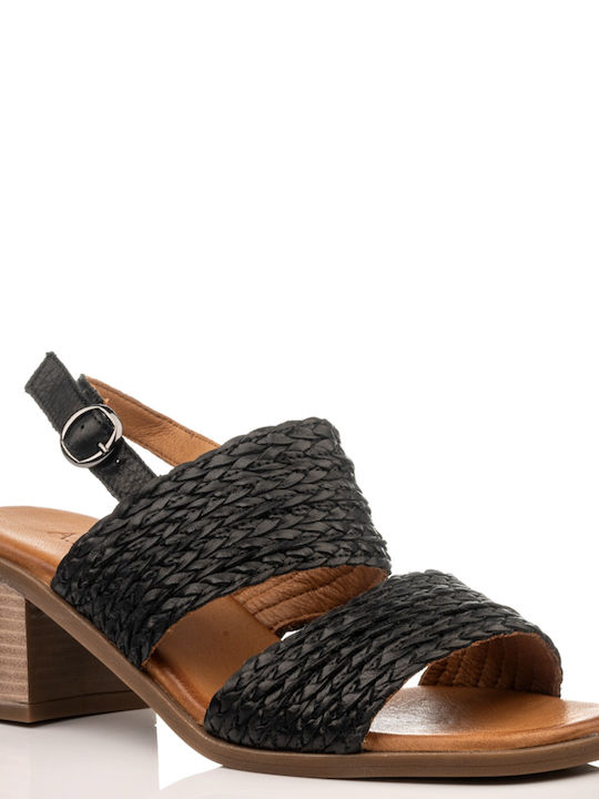 A.NI.MA Leather Women's Sandals Black