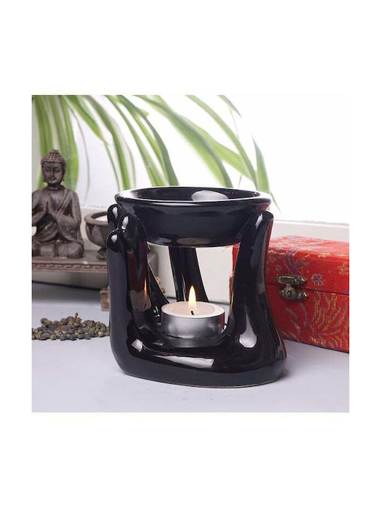 Aromatischer Keramik-Duftöllampe Offene Hände Schwarz 10cm