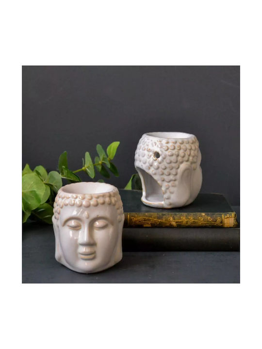 Αρωματιστής Λευκός Σχέδιο Βούδας Oil & Wax Burner Buddha 8,5cm