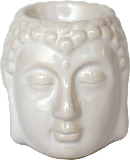 Αρωματιστής Λευκός Σχέδιο Βούδας Oil & Wax Burner Buddha 8,5cm
