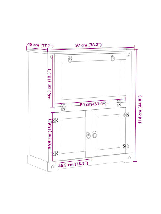 vidaXL Corona Επιδαπέδια Κάβα Ποτών Ξύλινη Καφέ 97x45x114εκ.