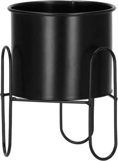 Springos Übertopf Metall Schwarz mit Gestell 18x18x13.5εκ.
