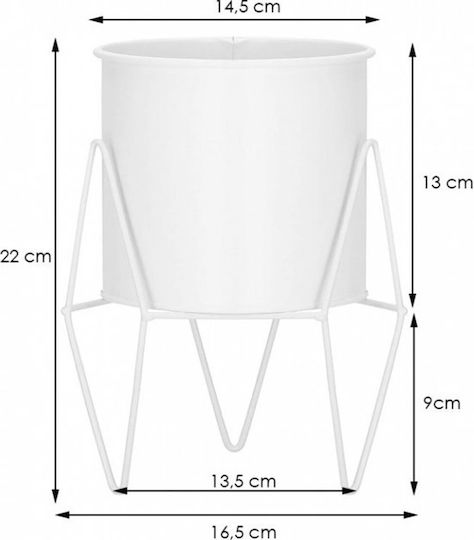 Springos Ghiveci Metalic Alb cu suport 16.5x16.5x22εκ.