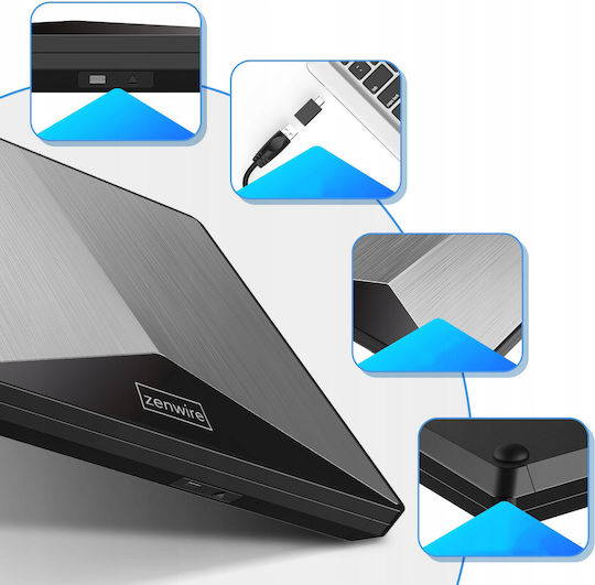 Zenwire External DVD/CD Recorder for Desktop / Laptop Black
