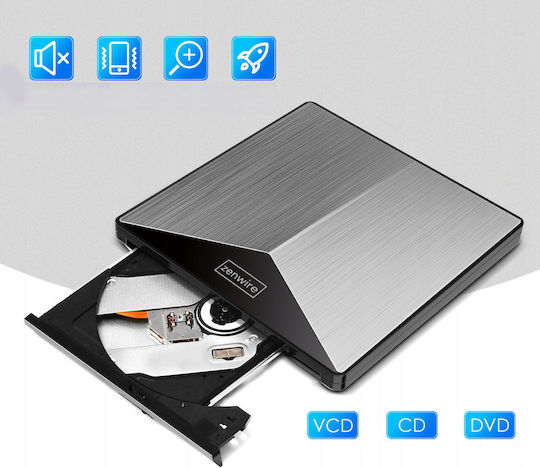 Zenwire External DVD/CD Recorder for Desktop / Laptop Black