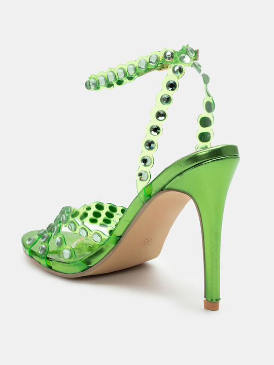 Luigi Women's Sandals Transparent Green with High Heel