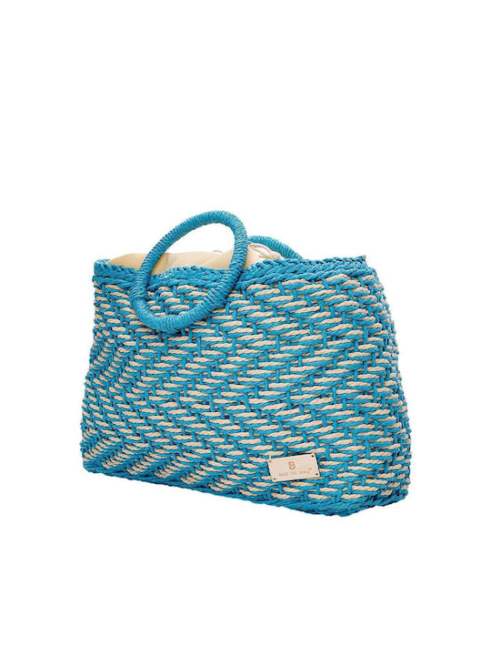 Bag to Bag Ψάθινη Women's Bag Hand Blue