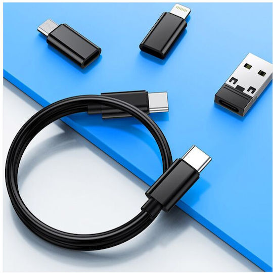 Hoco Regular USB to Type-C / Lightning Cable 3A Μαύρο (000.230.12127)