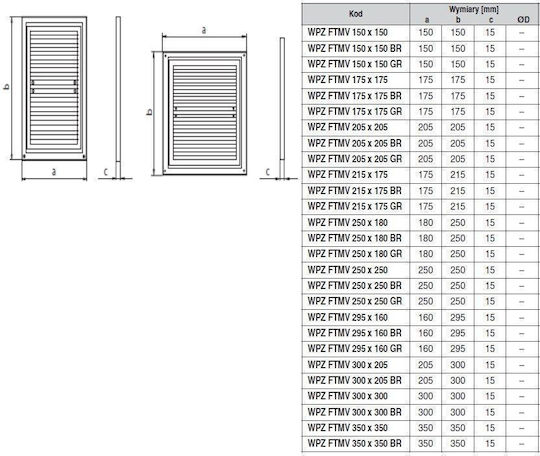 Vents Vent Louvers 15x15cm Square