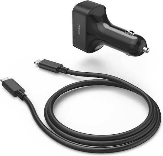 HAMA Adaptor Încărcător Auto 65W 3.25A Încărcare Rapidă Cu Porturi 1xUSB-A 1xType-C