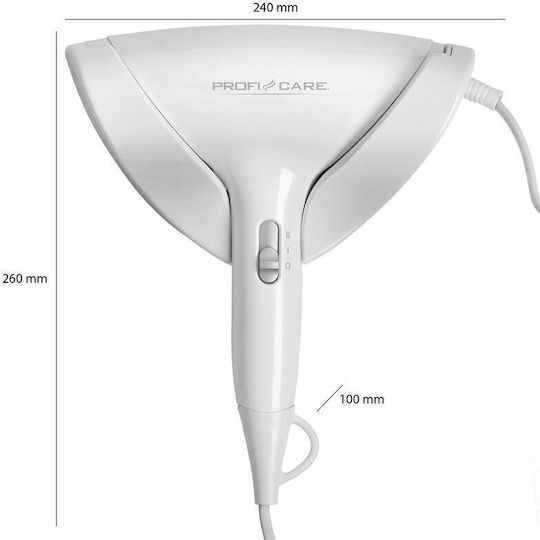 ProfiCare White Hotel Hair Dryer 1.8kW with Spiral Cable up to 10cm