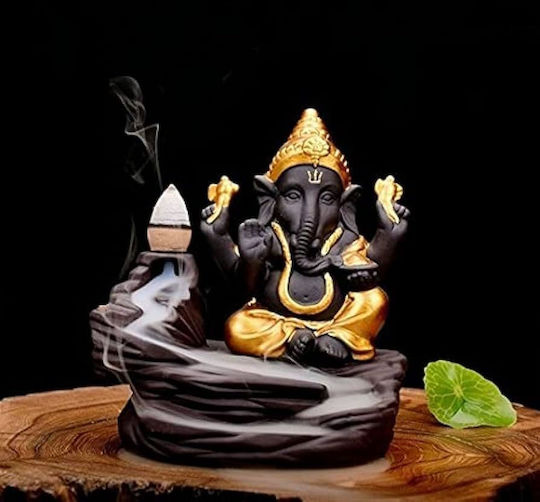 Keramik-Ganesh-Rückfluss-Räuchergefäß 10cm