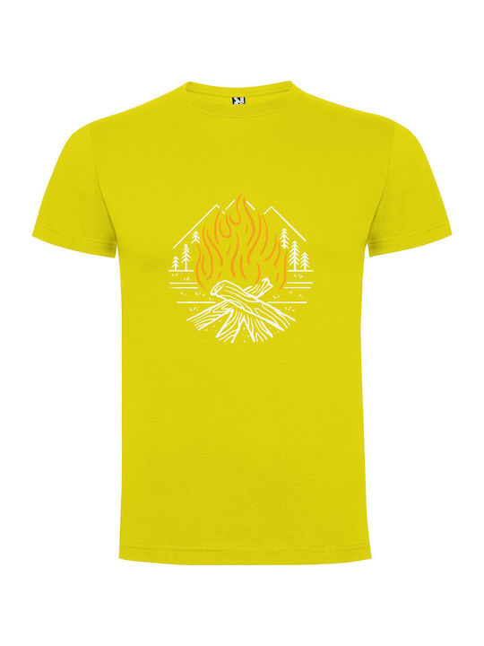 iLovePrints Winged Forest Bonfire T-shirt Yellow