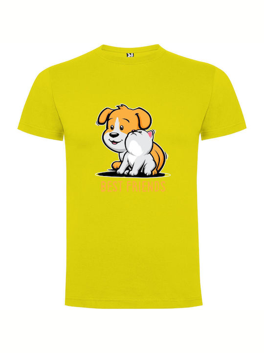 iLovePrints Furry Bffs T-shirt Κίτρινο