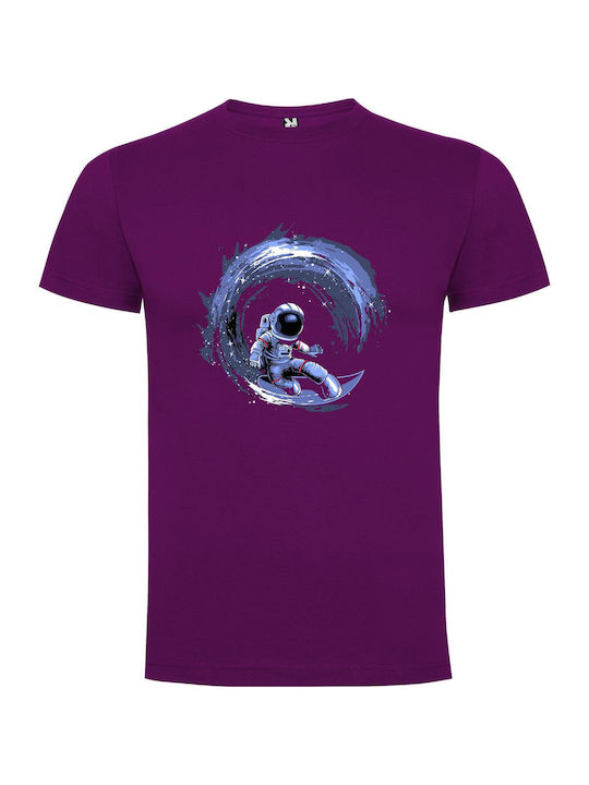 iLovePrints Space Surfing Astronaut T-shirt Lila