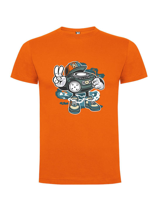 iLovePrints Hip Hop Peace Posse T-shirt Orange