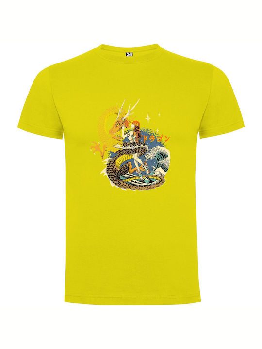 iLovePrints Fierce Ukiyo-e Fusion T-shirt Yellow