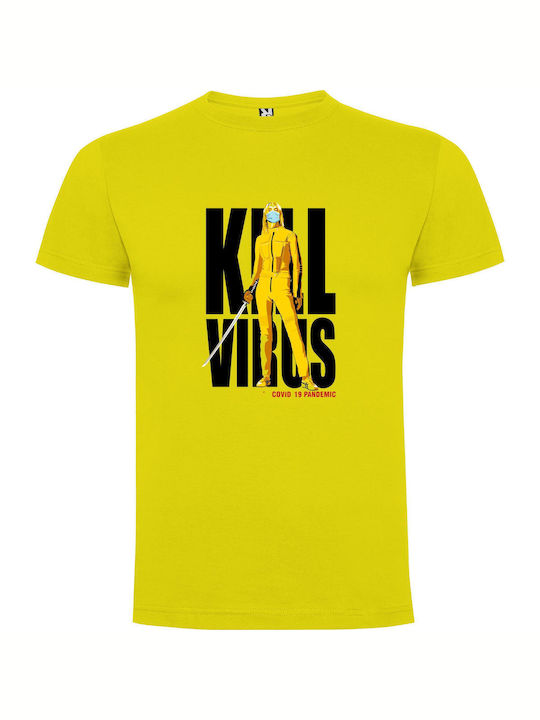 iLovePrints Yellow Sword Killer Virus T-shirt Yellow