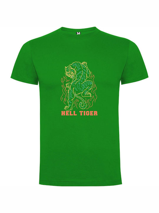 iLovePrints Fire Tiger Fury T-shirt Green